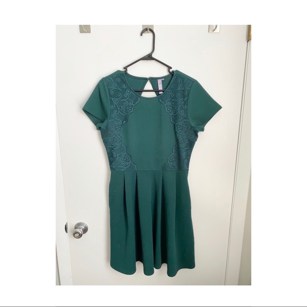 Francescas emerald lace skater dress
